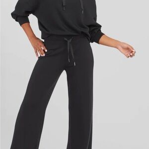 SPANX Black Wide-Leg Track Pants